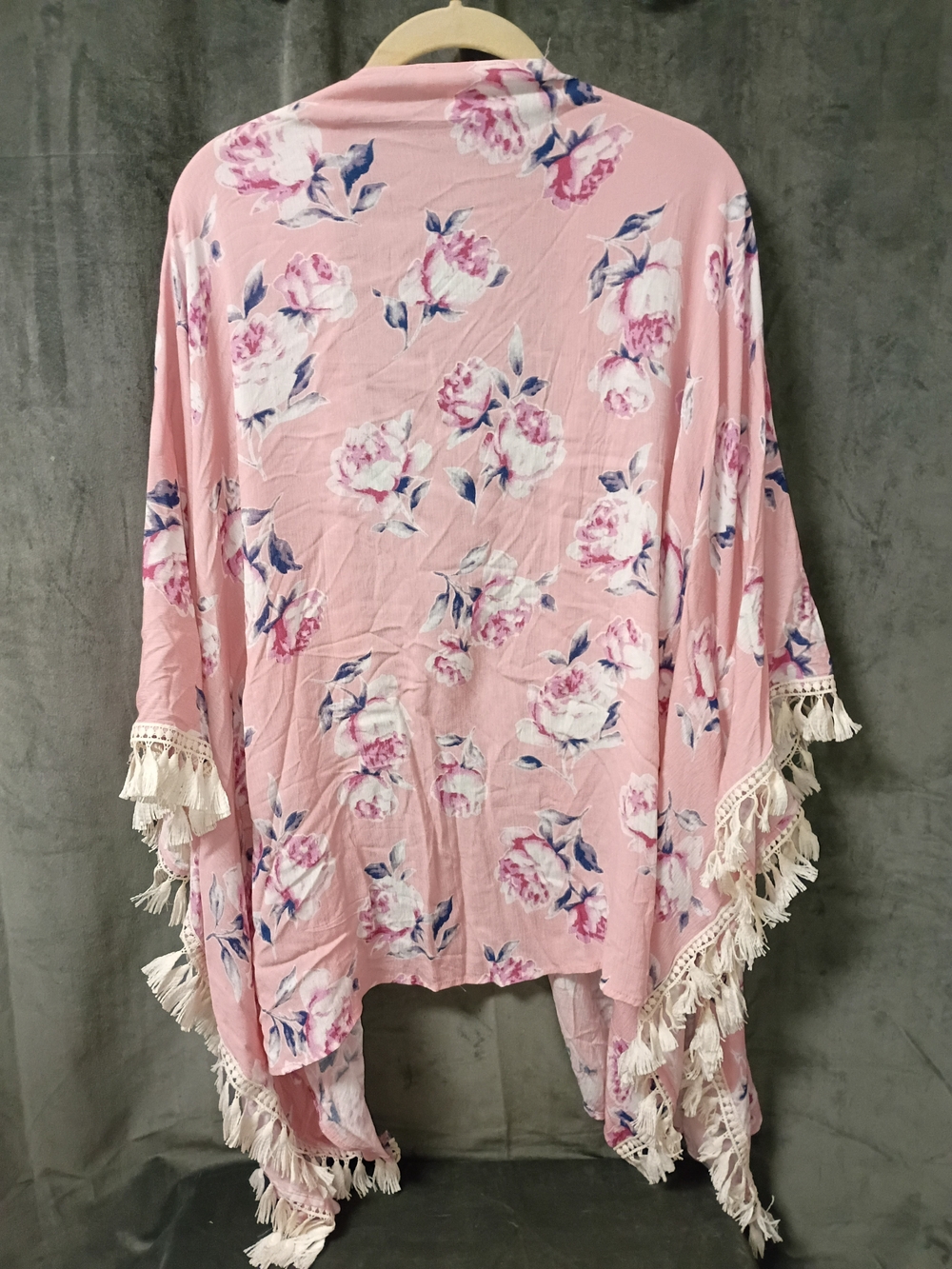 Umgee Pink Floral Fringe Boho Kimono Size XL/1X - Picture 6 of 9